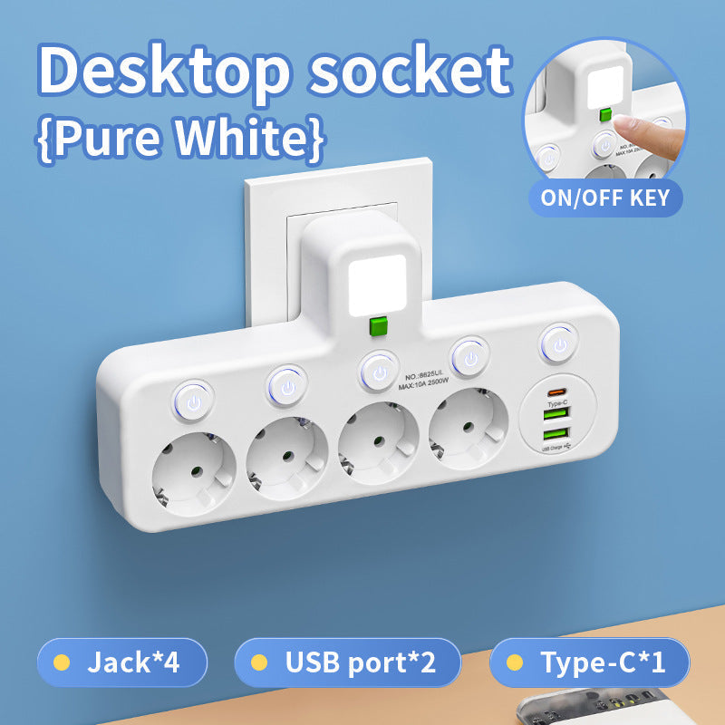Niki | Rotatable Wall Socket with 2 USB A, 1 USB C & Switches