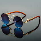 Niki | Round Frame Fashion Sunglasses with Animal Detail