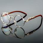 Niki | Round Frame Fashion Sunglasses with Animal Detail