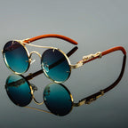 Niki | Round Frame Fashion Sunglasses with Animal Detail