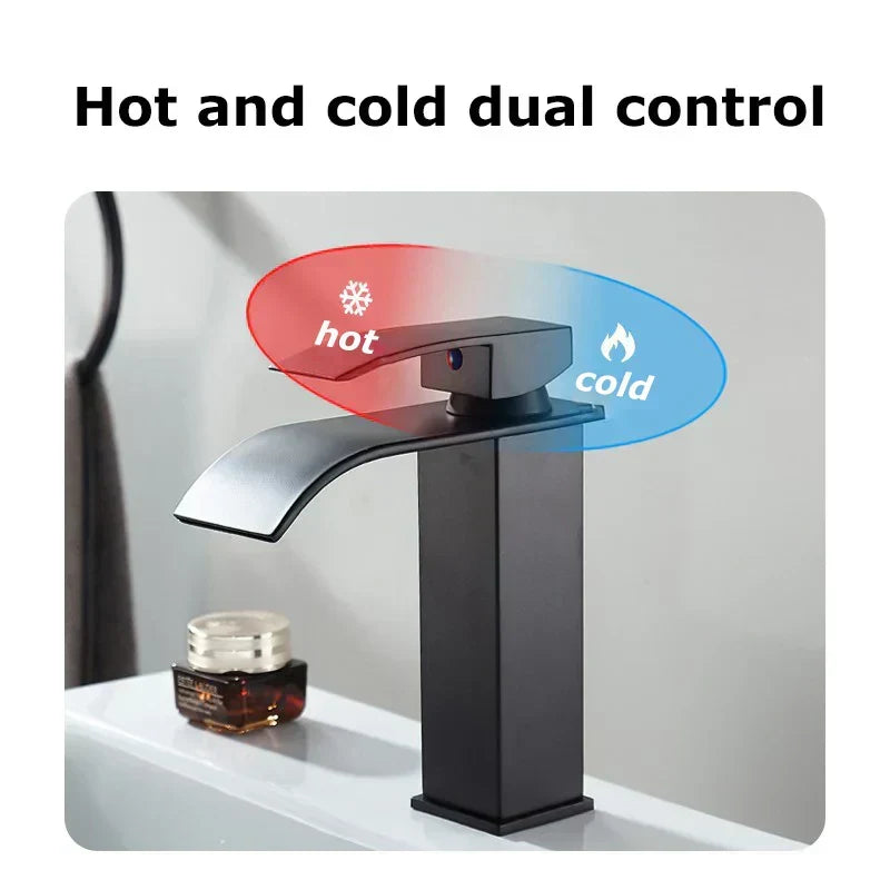 Niki Sink Mixer Aqualis Noir | Stainless Steel | Hot & Cold Water | For Bathroom & Guest Toilet