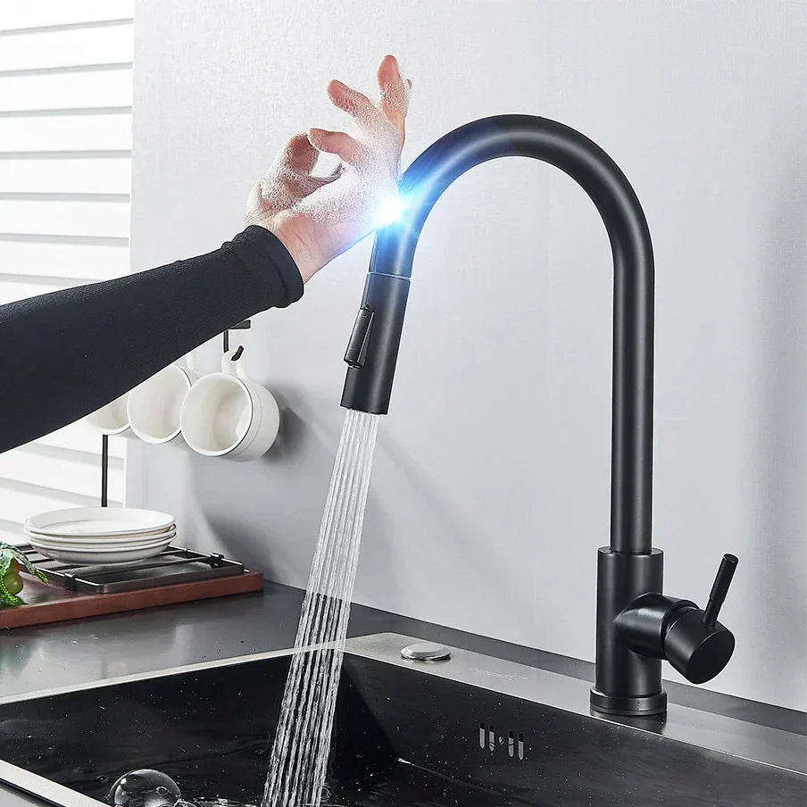 Niki | SmartTouch | Kitchen Faucet with Touch Sensor and Pull-Out Spray Head – Brushed Nickel