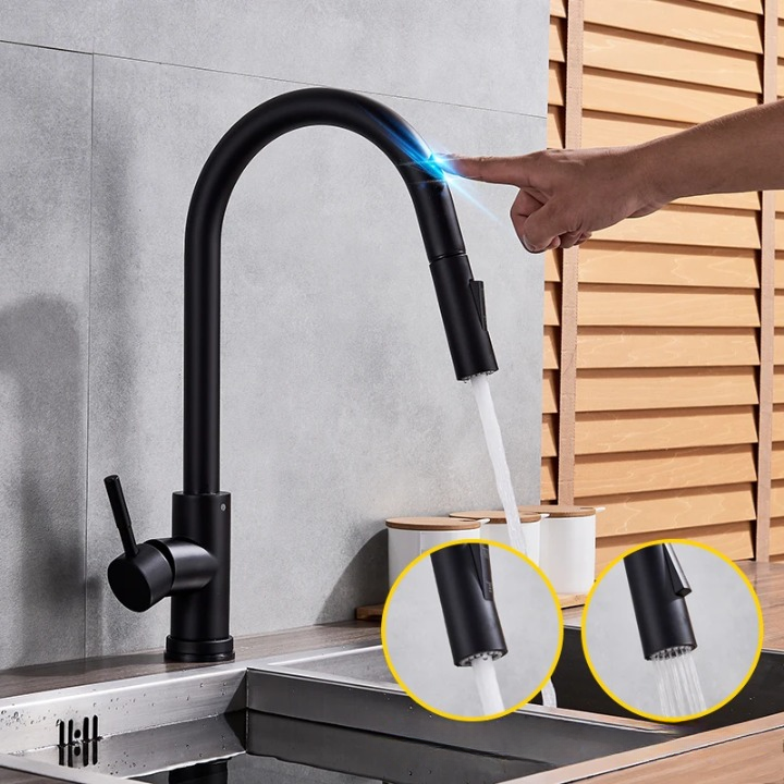 Niki | SmartTouch | Kitchen Faucet with Touch Sensor and Pull-Out Spray Head – Brushed Nickel