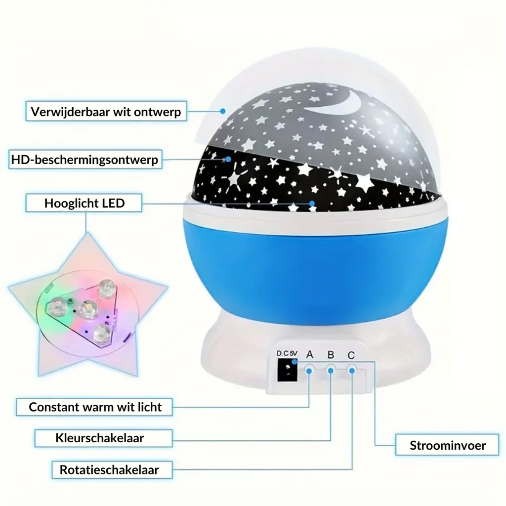 Niki | Star Projector Night Light | Soothing Sky Projection with Music