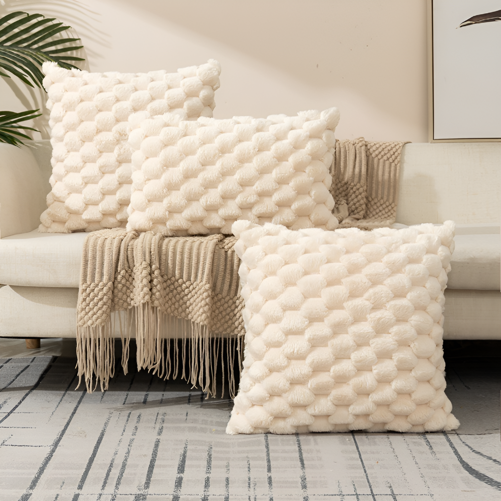 Niki | Textured Faux Fur Throw Pillow