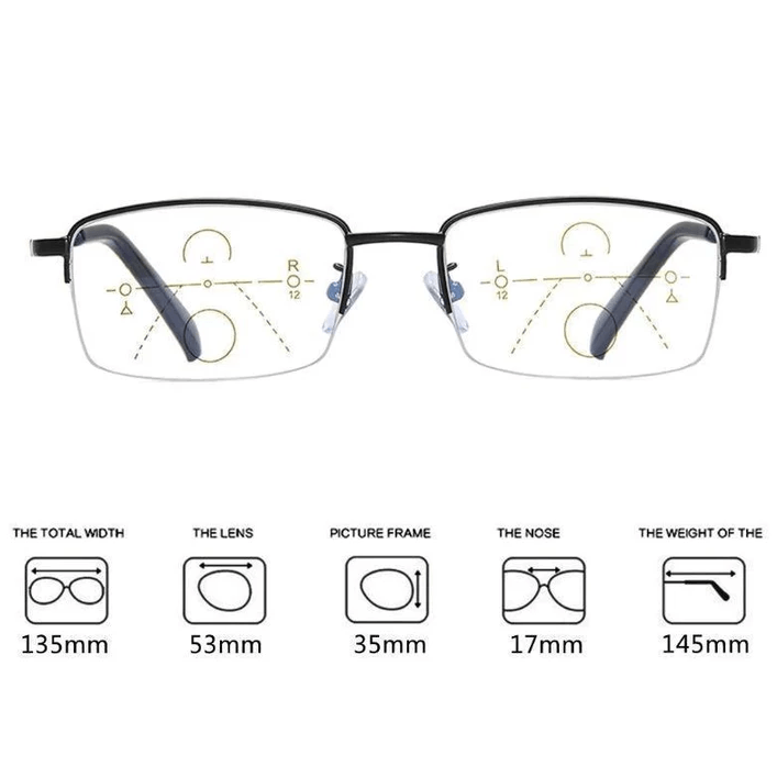 Niki | Titanium Progressive Distance and Near Dual-Use Reading Glasses