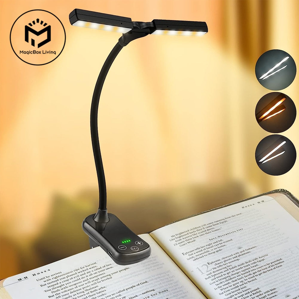 Niki | USB Rechargeable Clip-on Book Light with 3 Colors & 8 Brightness Levels