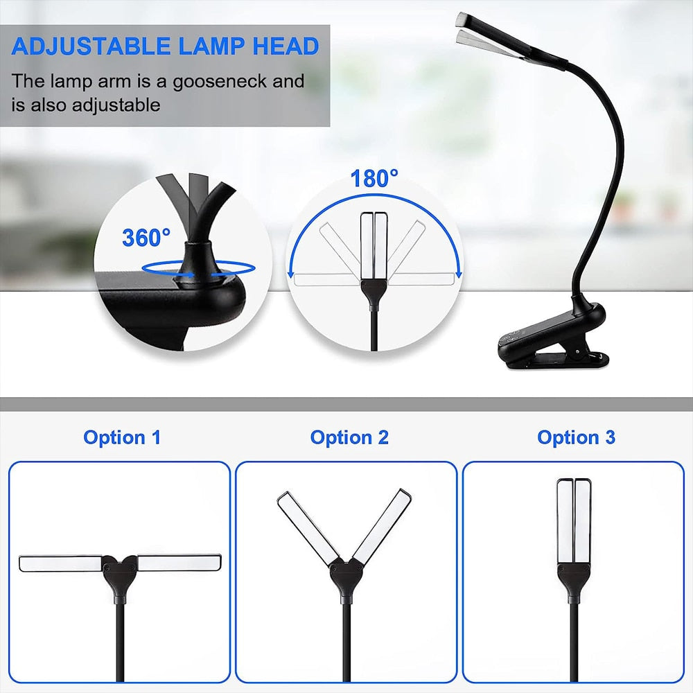 Niki | USB Rechargeable Clip-on Book Light with 3 Colors & 8 Brightness Levels