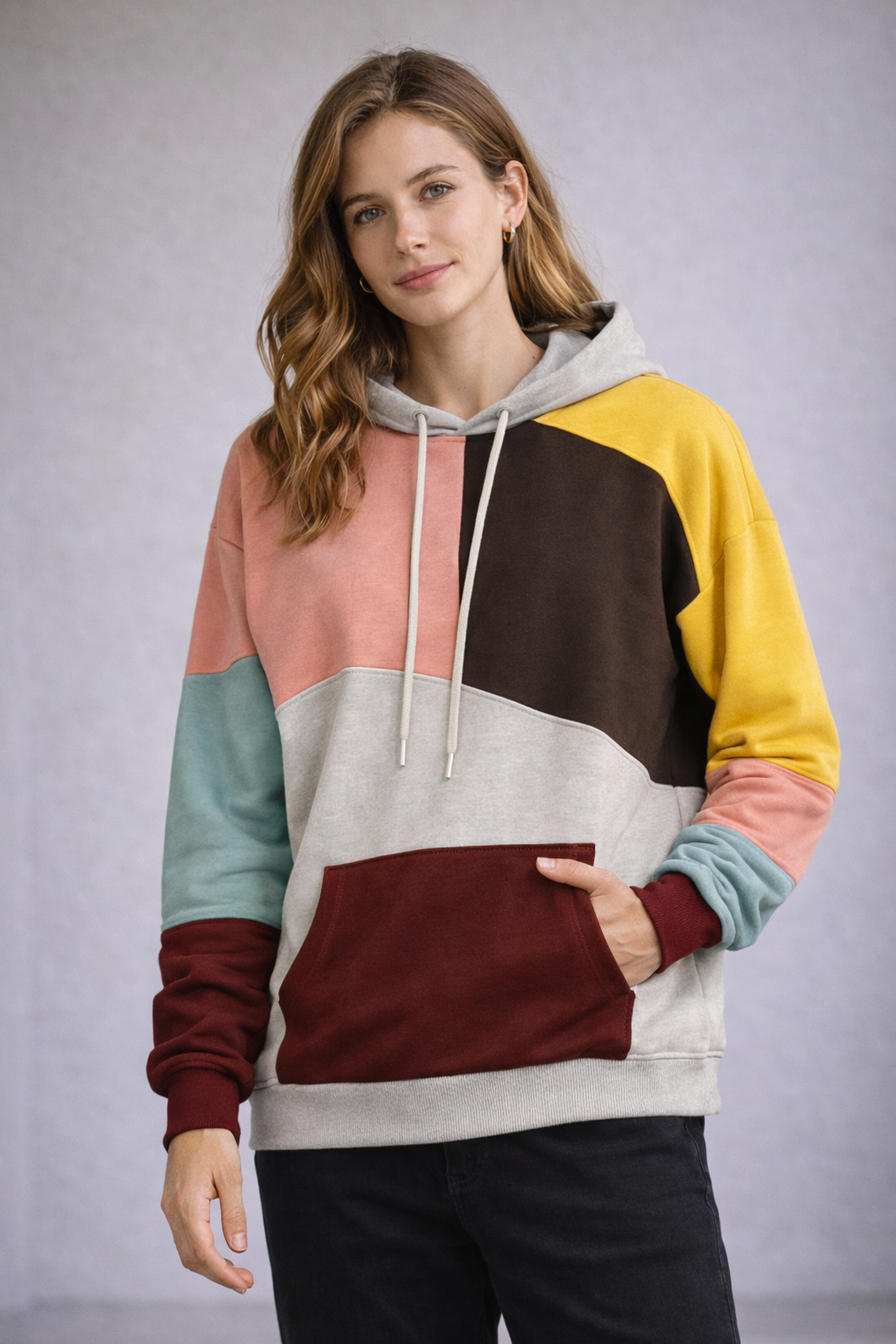 Relaxed Colorblock Hoodie