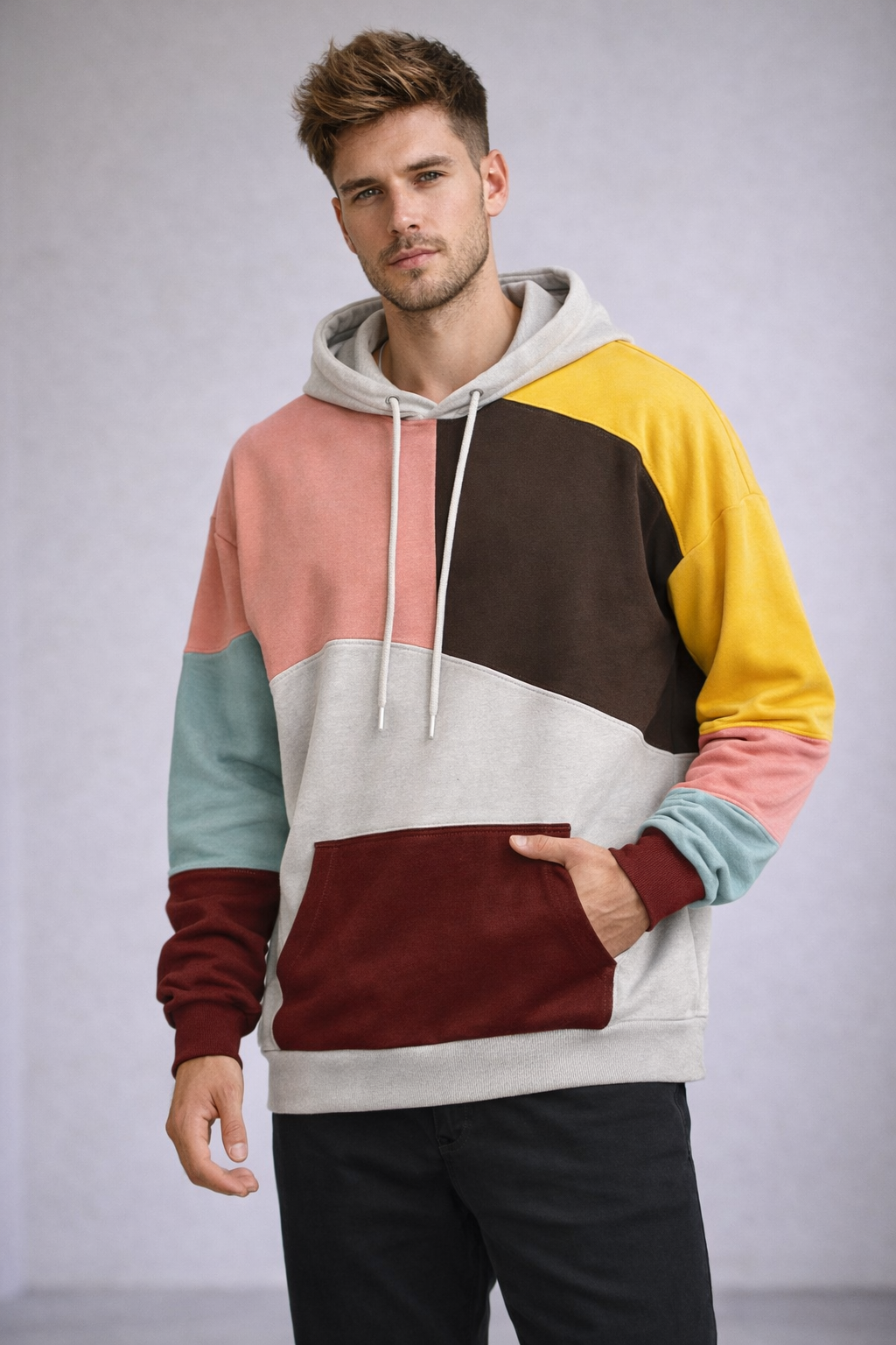 Relaxed Colorblock Hoodie