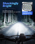 Niki | Victoper 8000 Lumen Bike Light Set - USB Rechargeable Front & Rear, Matte Black