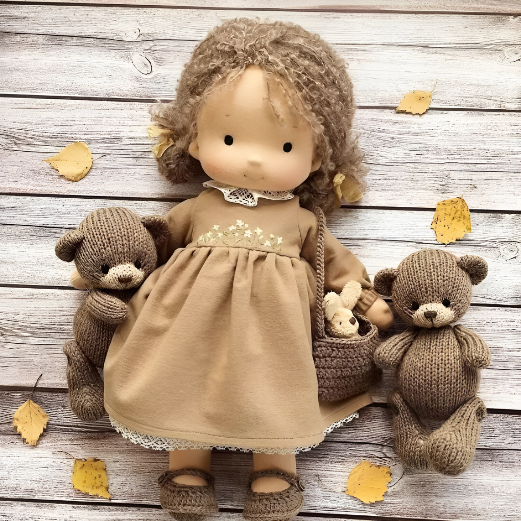 Niki | Waldorf Cuddly Doll, Soft Knit Cardigan