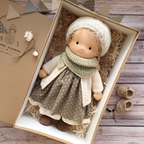 Niki | Waldorf Cuddly Doll, Soft Knit Cardigan