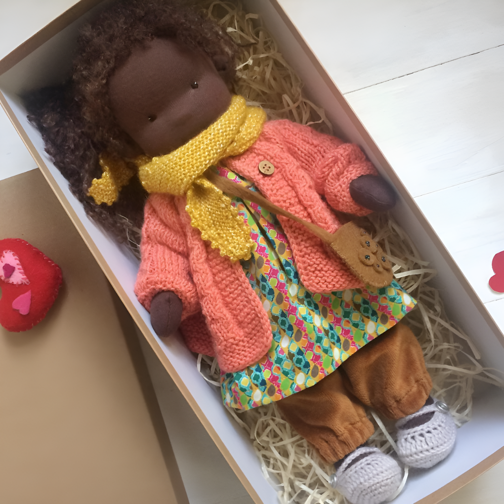 Niki | Waldorf Cuddly Doll, Soft Knit Cardigan