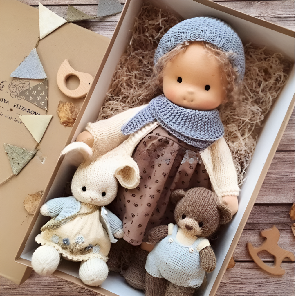 Niki | Waldorf Cuddly Doll, Soft Knit Cardigan
