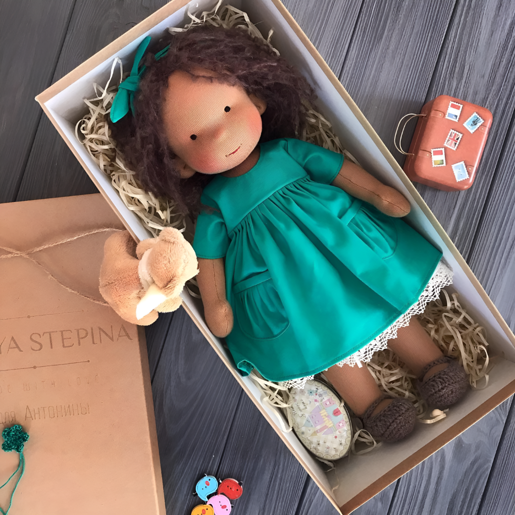 Niki | Waldorf Cuddly Doll, Soft Knit Cardigan