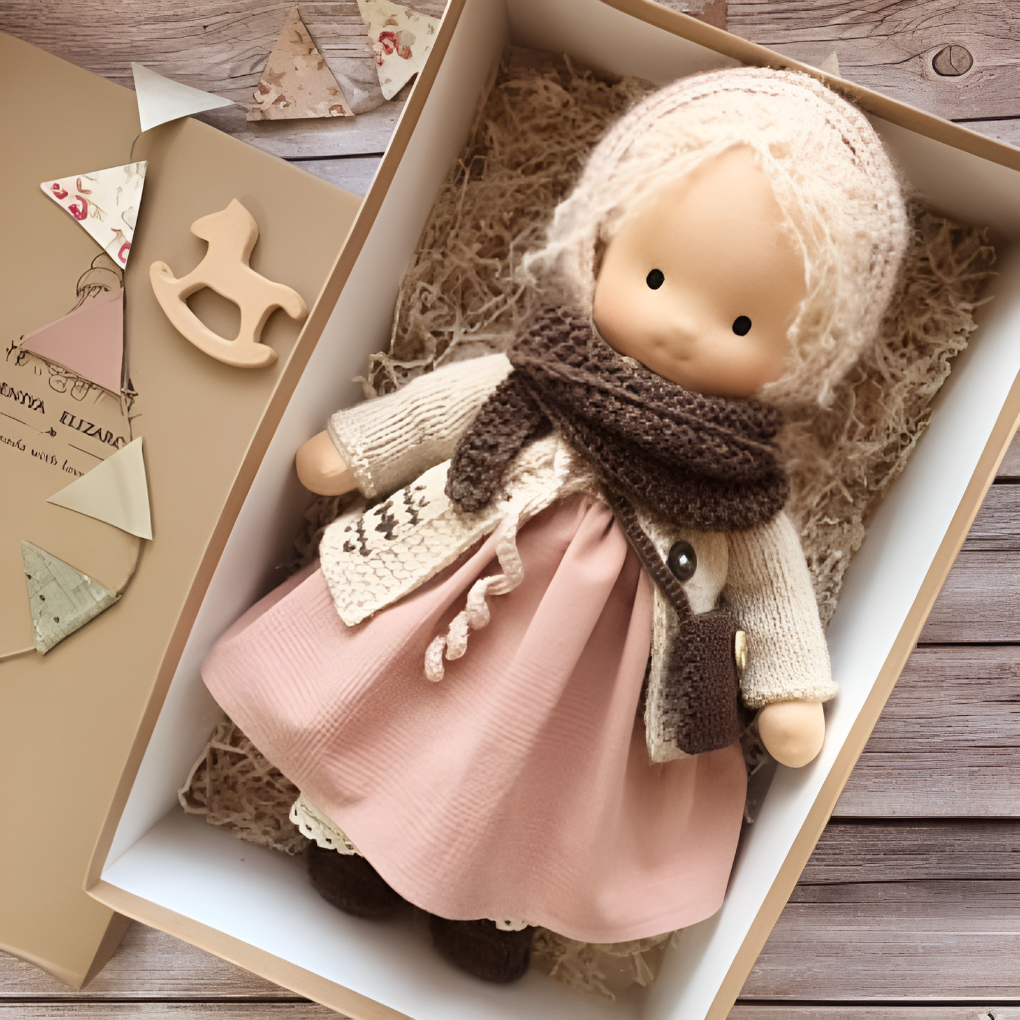 Niki | Waldorf Cuddly Doll, Soft Knit Cardigan
