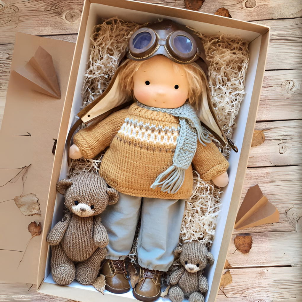 Niki | Waldorf Cuddly Doll, Soft Knit Cardigan