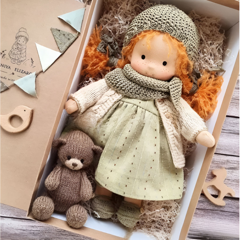 Niki | Waldorf Cuddly Doll, Soft Knit Cardigan
