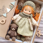 Niki | Waldorf Cuddly Doll, Soft Knit Cardigan