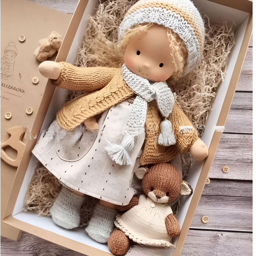 Niki | Waldorf Cuddly Doll, Soft Knit Cardigan
