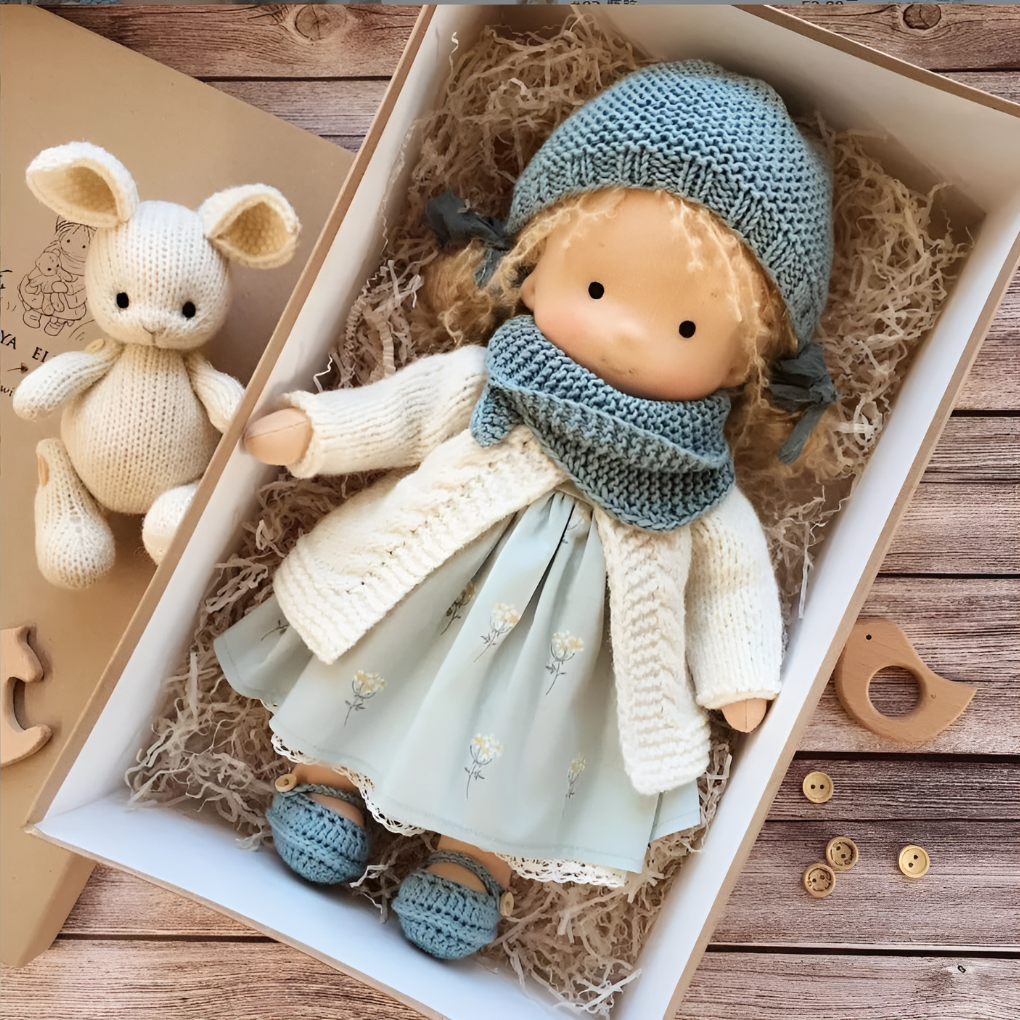 Niki | Waldorf Cuddly Doll, Soft Knit Cardigan
