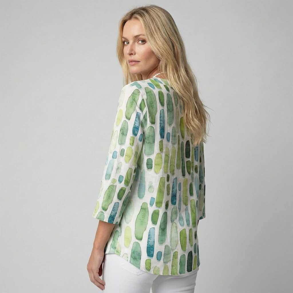 Niki | Watercolor Print V-Neck Blouse