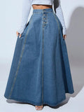 Niki | Women's Button-Front A-Line Maxi Skirt