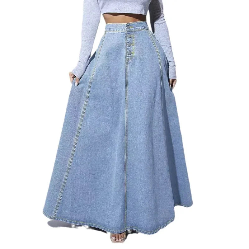 Niki | Women's Button-Front A-Line Maxi Skirt