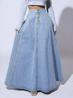 Niki | Women's Button-Front A-Line Maxi Skirt