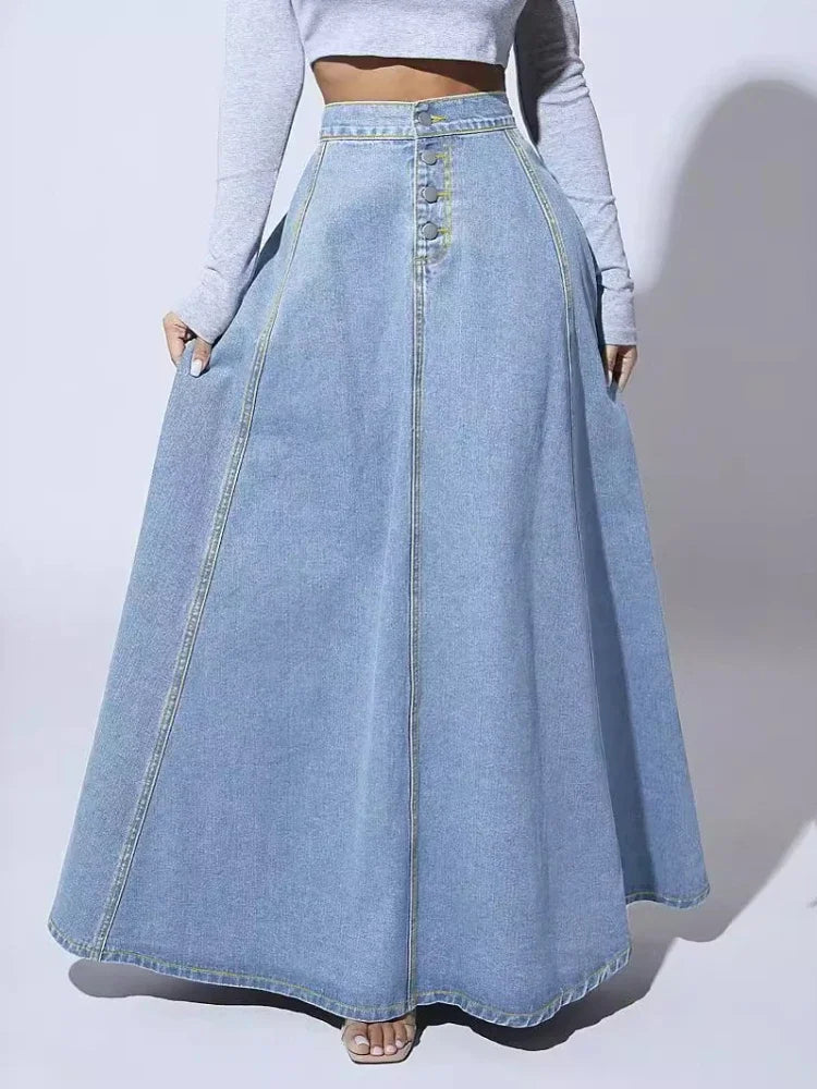 Niki | Women's Button-Front A-Line Maxi Skirt