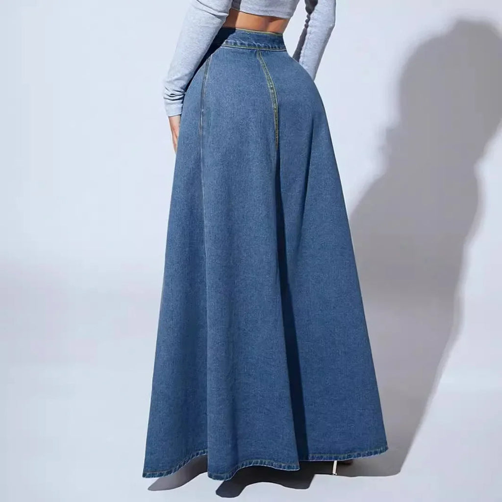 Niki | Women's Button-Front A-Line Maxi Skirt
