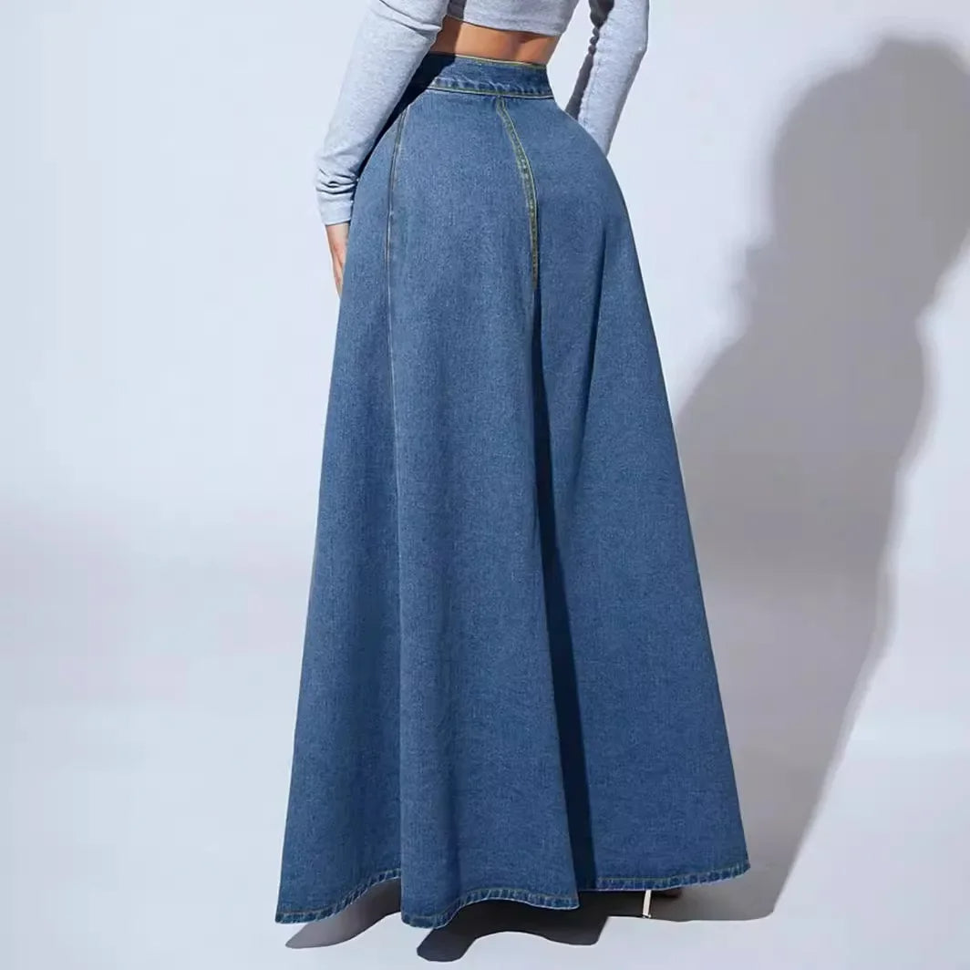 Niki | Women's Button-Front A-Line Maxi Skirt