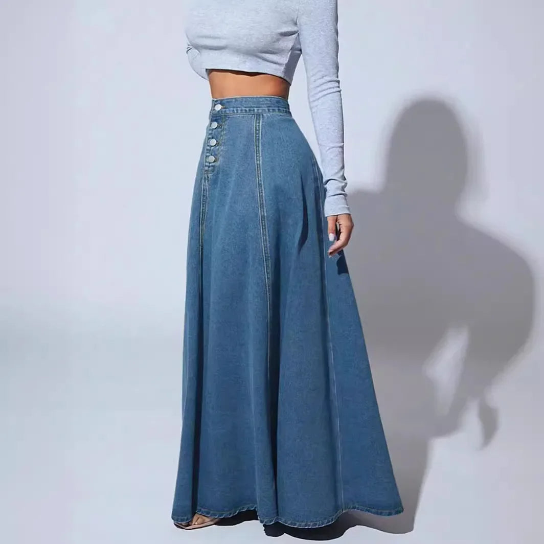 Niki | Women's Button-Front A-Line Maxi Skirt