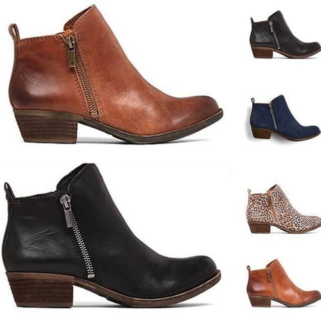 Women's Ankle Boots with Side Zipper