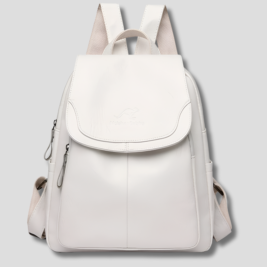 Niki | Women's Leather Backpack with Secure Closure and Embossed Detail