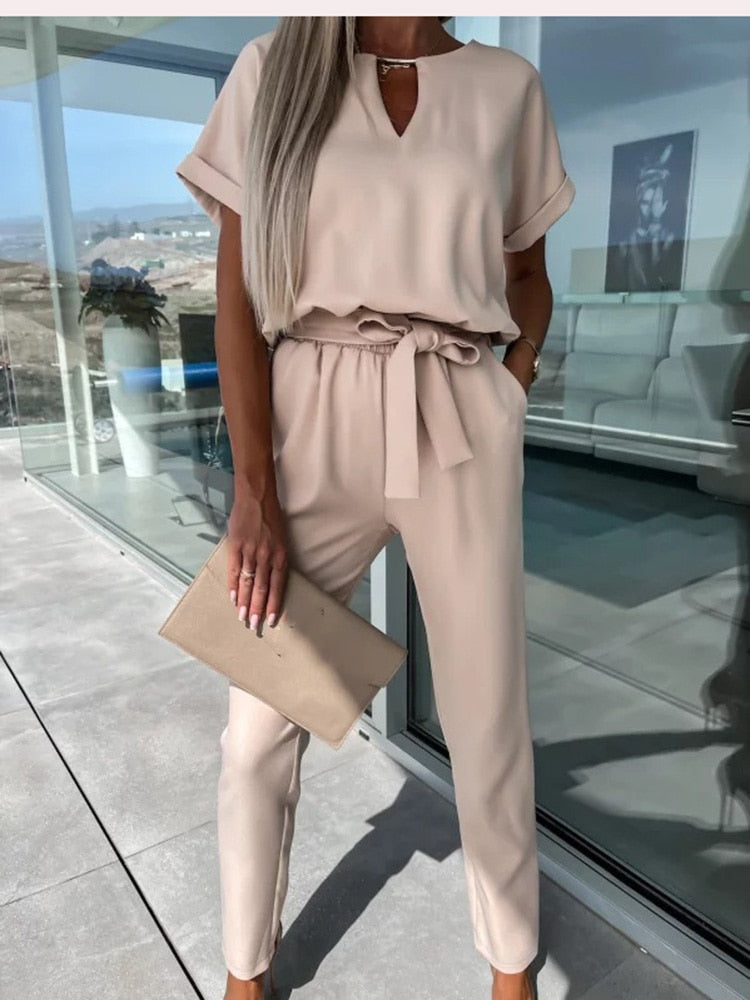 Niki | Belted Wide Leg Jumpsuit