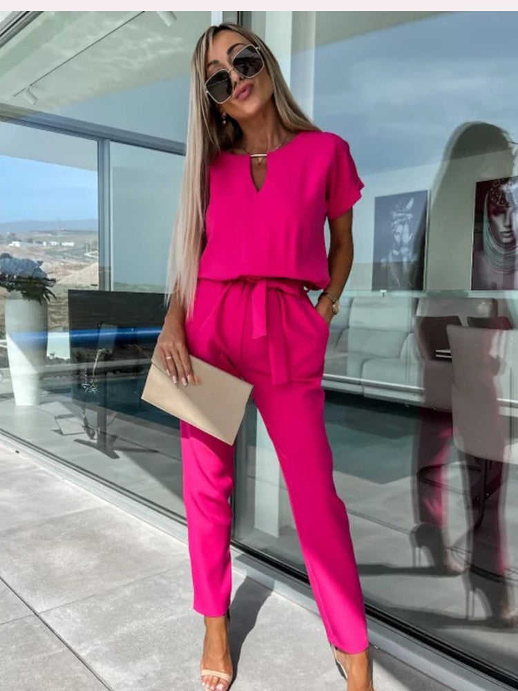 Niki | Belted Wide Leg Jumpsuit