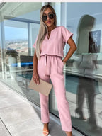 Niki | Belted Wide Leg Jumpsuit