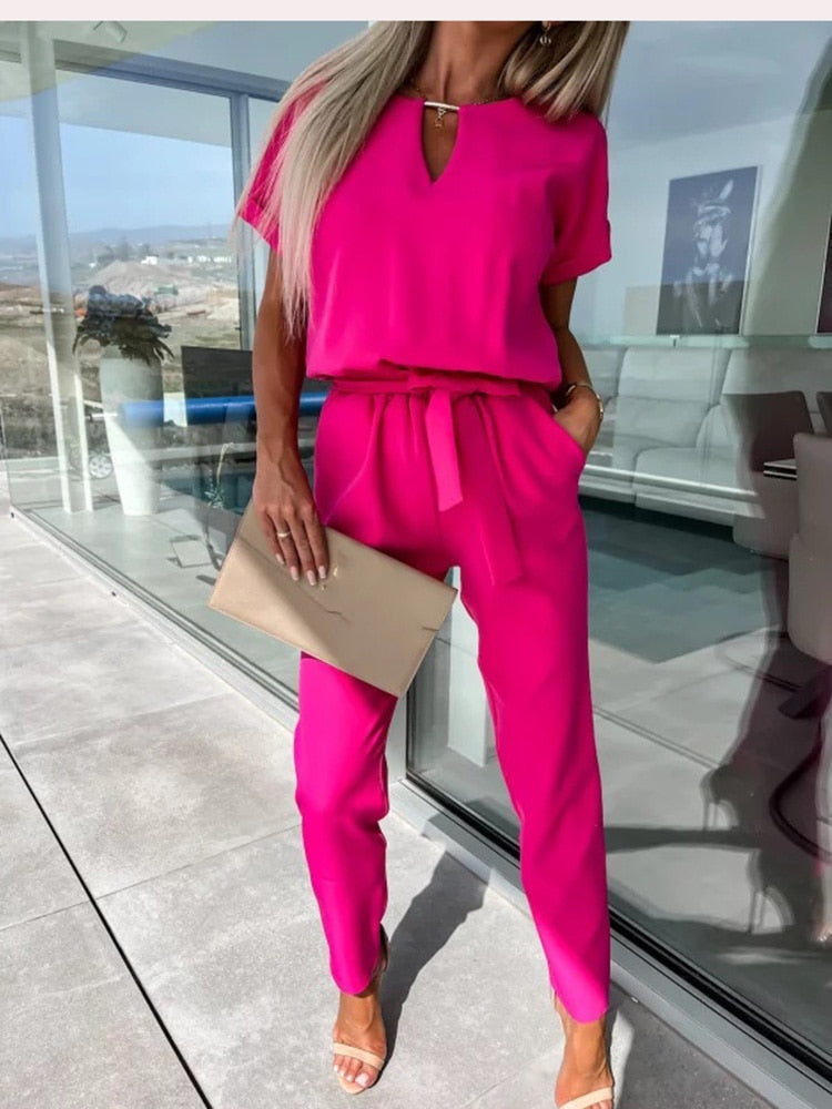 Niki | Belted Wide Leg Jumpsuit