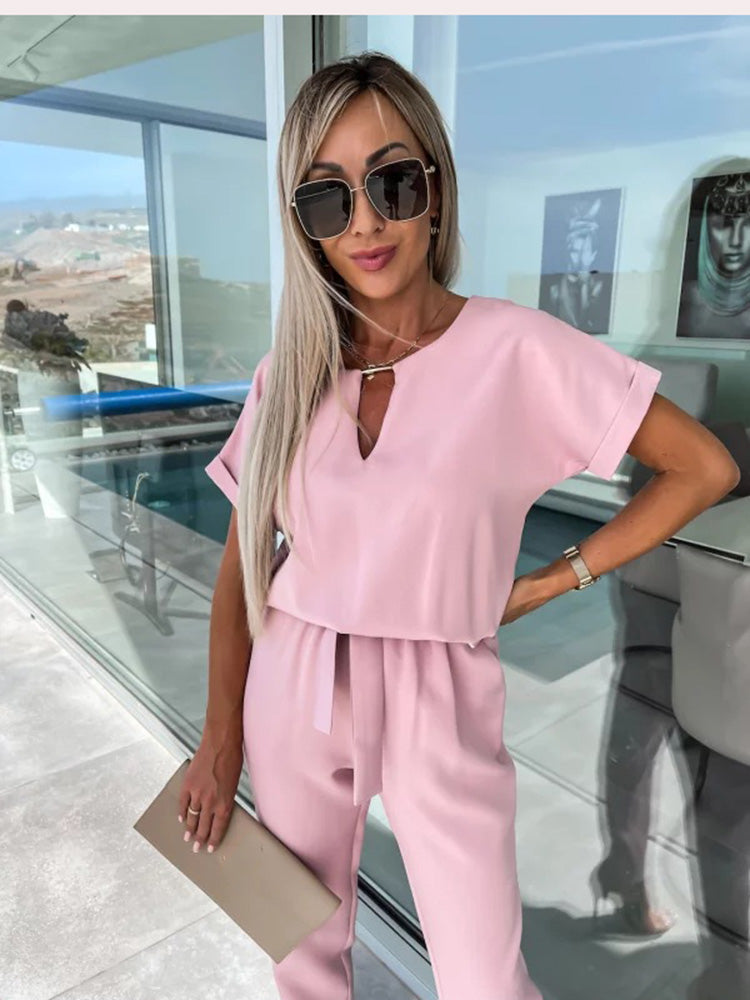 Niki | Belted Wide Leg Jumpsuit