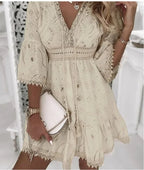 Niki | Boho Eyelet Mini Dress with Flare Sleeves