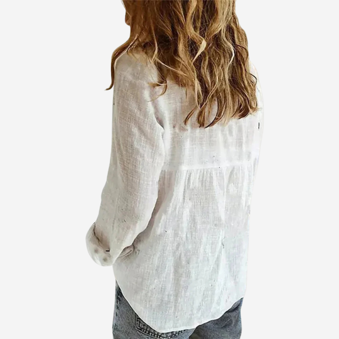 Women's Relaxed Linen Blend Button-Down Shirt