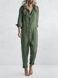 Niki | Women's Linen Button Front Relaxed Fit Jumpsuit