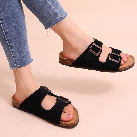 Women's Cork Footbed Slides with Adjustable Straps