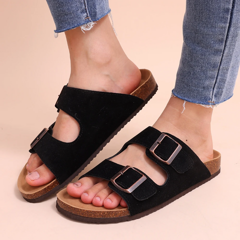 Women's Cork Footbed Slides with Adjustable Straps