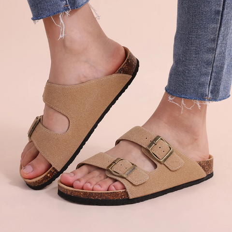 Women's Cork Footbed Slides with Adjustable Straps