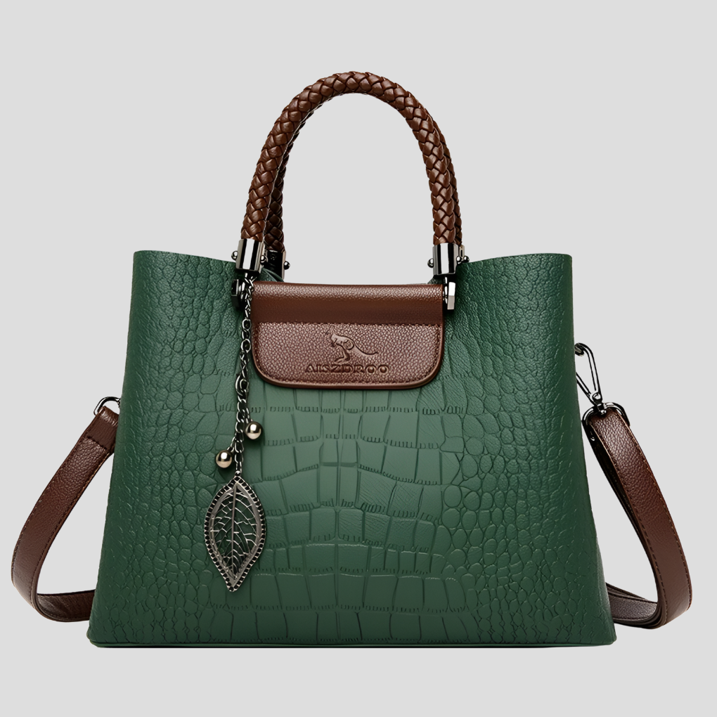 Niki | Women's Croc Embossed Tote Bag with Braided Handles