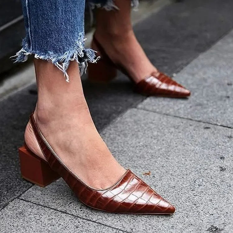 Niki | Women's Chic Croc Slingback Heels