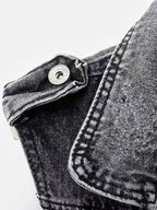 Women's Edgy Denim Biker Vest